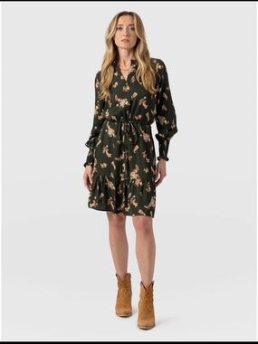 NWT Saint & Sofia ‘Mini Olivia Zip-Up Dress- Khaki Paisley, size 14